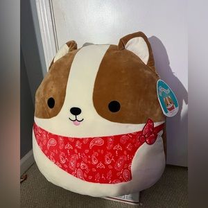 NWT Reginald the Corgi Jumbo 20” Squishmallow with Red Bandana
